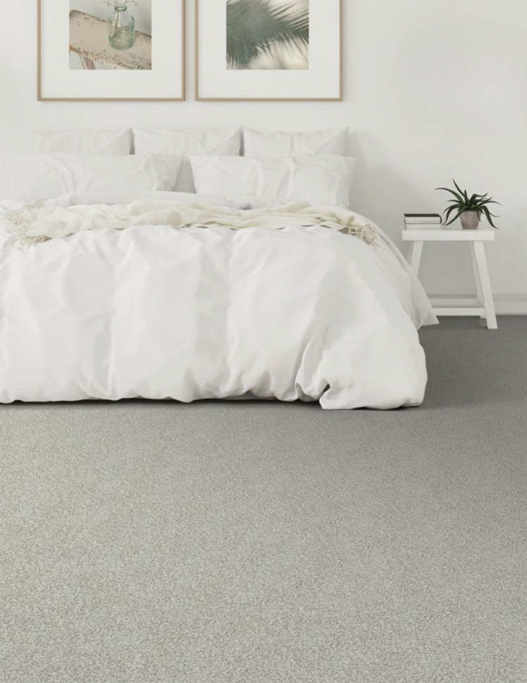 Grey carpeting in bedroom