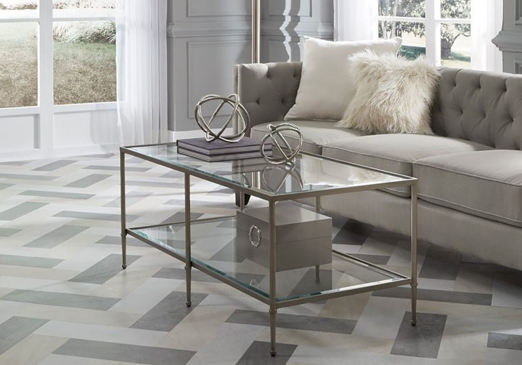 Light grey vinyl flooring in living area